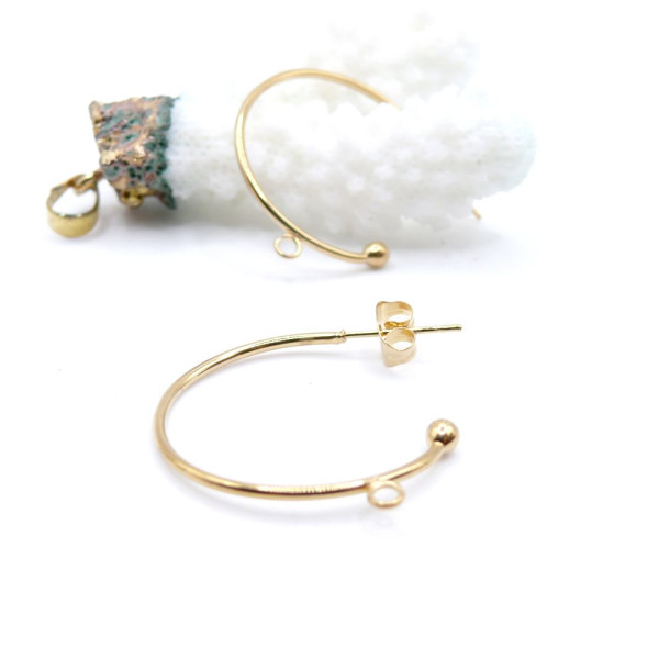 PS11866736 – Lot de 2 Boucles d’Oreille Créoles avec Attache et Embouts 25mm, Acier Inoxydable 304  Doré à l'or fin 18K