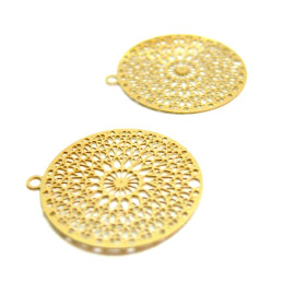 Estampes Pendentif Filigrane Mandala 20mm – Acier Inox Doré 18K