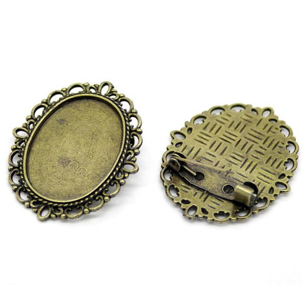 Supports de Broches Arty pour cabochon 25 par 18 mm – Métal Bronze