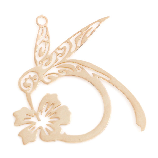 Estampes Pendentif Filigrane Colibri & Fleur 27mm – Métal Doré