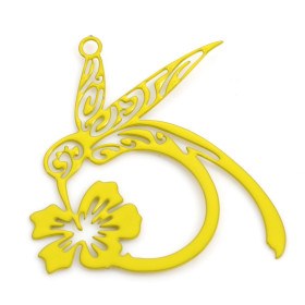 Estampes Pendentif Filigrane Colibri & Fleur 27mm – Métal finition JAUNE
