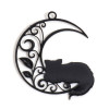 Estampes Pendentifs Filigrane Chat sur Lune 26 mm – Métal – Finition Noir