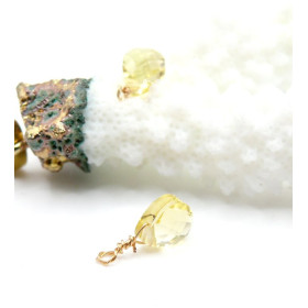 Pendentif Goutte en verre facetté Jaune Pâle 11mm – Acier Inoxydable 304 Doré