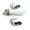 Estampes Pendentifs Filigrane Chat sur Lune 26 mm – Métal – Finition Noir
