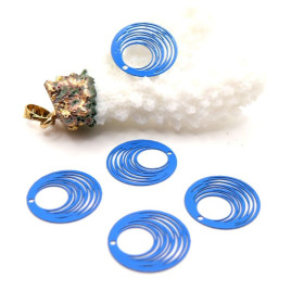 Estampes Pendentifs Filigrane Cercle 15.5 mm – Métal BLEU