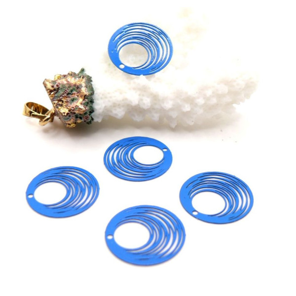 Estampes Pendentifs Filigrane Cercle 15.5 mm – Métal BLEU