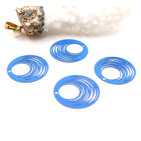 Estampes Pendentifs Filigrane Cercle 15.5 mm – Métal BLEU