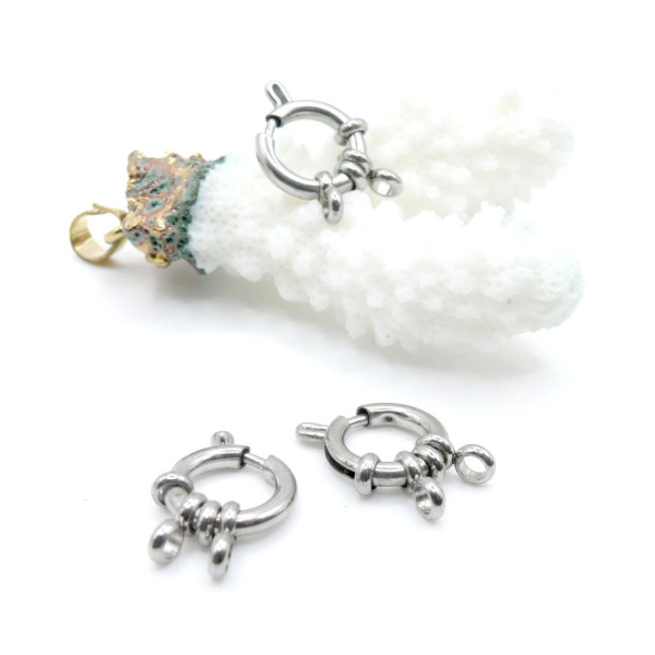 Mousqueton avec deux anneaux d'accroche 12 mm – Acier Inoxydable Argenté