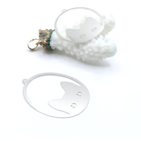 Estampes, pendentifs Chat 38mm – Métal Argenté