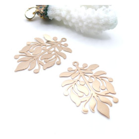 Estampes Pendentifs Feuille Stylisée 37 mm – Métal  Doré
