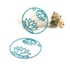 Estampes pendentif filigrane Fleur de Lotus dans Cercle 27mm Métal Bleu Canard