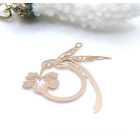 Estampes Pendentif Filigrane Colibri & Fleur 27mm – Métal Doré