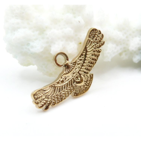 Pendentif Aigle 25 mm – Acier Inox 304 – Doré à l’Or fin 18K, placage PVD