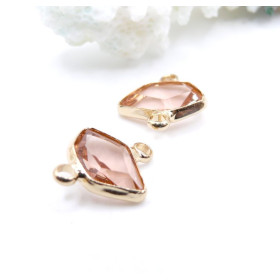 Pendentifs Forme Géométrique 15 mm en Verre PECHE– Laiton – Finition Doré