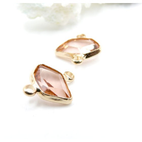 Pendentifs Forme Géométrique 15 mm en Verre PECHE– Laiton – Finition Doré