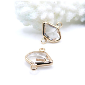 Pendentifs Forme Géométrique 15 mm en Verre – Laiton – Finition Doré