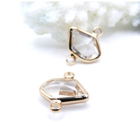 Pendentifs Forme Géométrique 15 mm en Verre – Laiton – Finition Doré