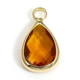 Pendentifs Forme Goutte 14 mm en Verre Facetté – Laiton – Finition Doré