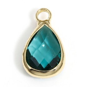 Pendentifs Forme Goutte 14 mm en Verre Facetté – Laiton – Finition Doré