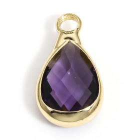 Pendentifs Forme Goutte 14 mm en Verre Facetté – Laiton – Finition Doré