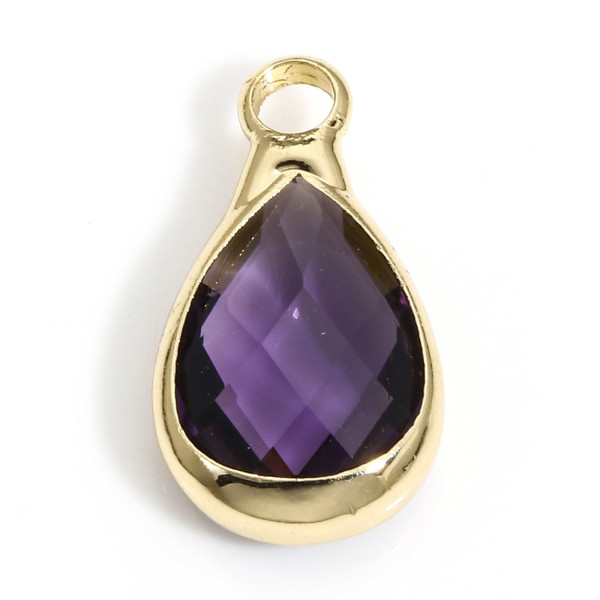 Pendentifs Forme Goutte 14 mm en Verre Facetté – Laiton – Finition Doré
