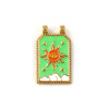 Pendentif Rectangle 30 mm avec Soleil en Résine Émaillée – Acier Inox 304 – Doré à l’Or fin 18K, placage IONIQUE (IP)