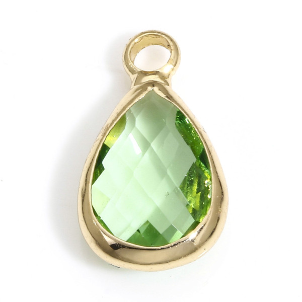 Pendentifs Forme Goutte 14 mm en Verre Facetté – Laiton – Finition Doré