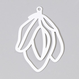 Estampes Pendentifs Fleur Stylisée 45 mm – Métal Blanc