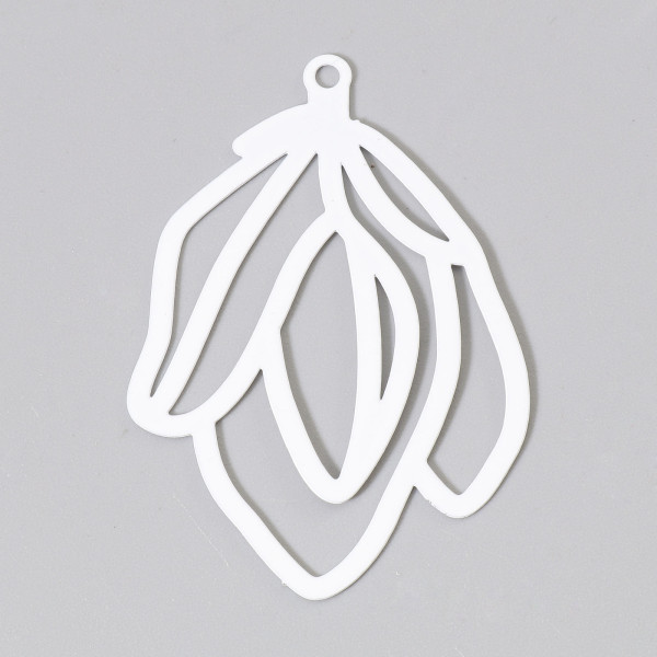 Estampes Pendentifs Fleur Stylisée 45 mm – Métal Blanc
