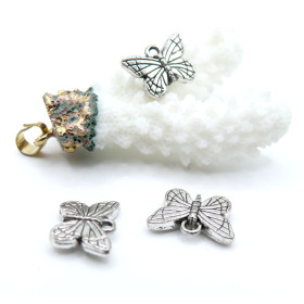 2A1540 – Lot de 10 ou 20 Pendentifs Papillon Biface 16x11mm – Métal Argent Antique