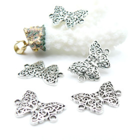 Connecteurs Papillons Métal Argent Antique