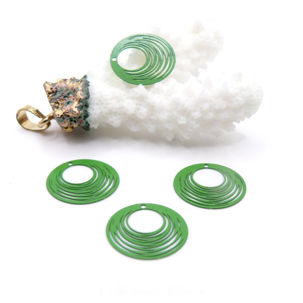 Estampes Pendentifs Filigrane Cercle 15.5 mm – Métal VERT