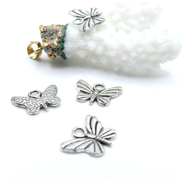 Pendentifs Papillon 15 mm – Laiton – Argenté