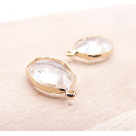 S11934608 – Lot de 2 Pendentifs Forme Géométrique 20 mm en Verre – Laiton – Finition Doré