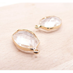 S11934608 – Lot de 2 Pendentifs Forme Géométrique 20 mm en Verre – Laiton – Finition Doré