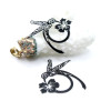 Estampes Pendentifs Filigrane Colibri & Fleur 27 mm – Métal – Finition NOIRE