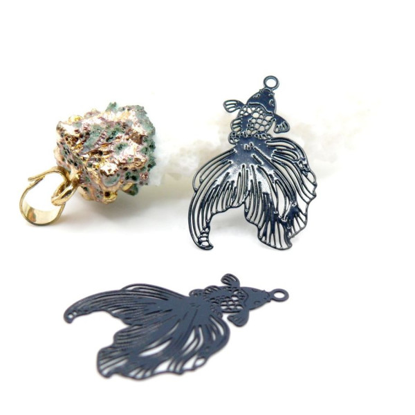 Estampes filigrane Poissons de Combat 26 mm – Acier Inoxydable Gris Foncé