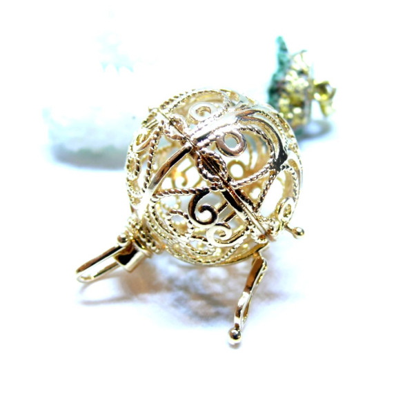 Pendentif Cage Bola Grossesse Rétro  18mm – Finition Doré