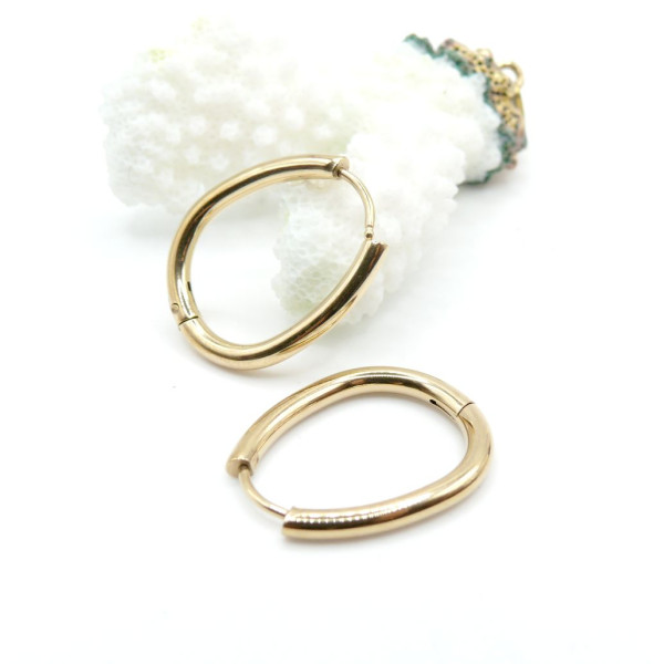 Créoles Goutte 22.5 x 2.5 mm – Acier Inoxydable 304 Doré – Placage IONIQUE