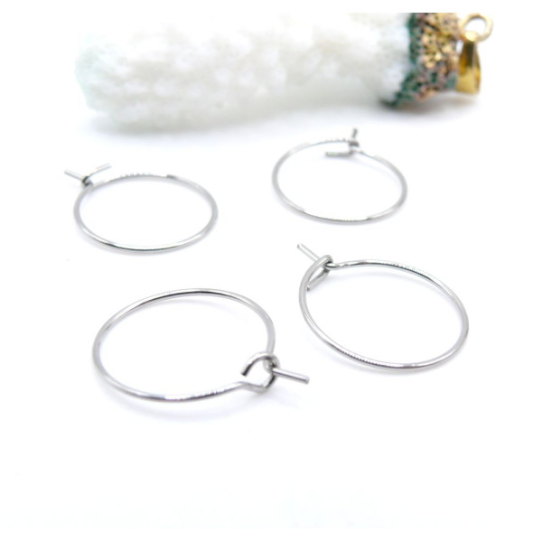 Boucles d’Oreilles Créoles Tiges 15 mm – Acier Inoxydable 316 – Finition Argentée