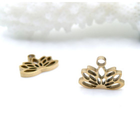 Pendentifs Mini Fleur de Lotus Yoga 7.5x9.5mm – Acier Inoxydable 304 Doré 18K, IONIQUE