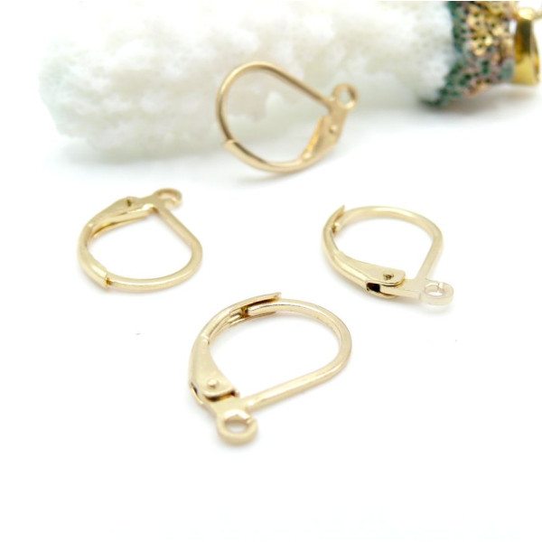 Boucles d’Oreilles Dormeuses 15mm avec Attache – Acier Inoxydable – Doré à l’Or fin 24K
