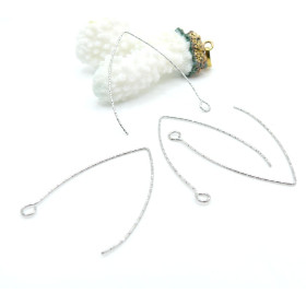 Boucles d'oreille Dormeuse Grand crochet à décorer 40mm striées – Acier Inoxydable 316 Argenté