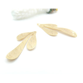 Pendentifs Feuille Texturée 61mm – Laiton Doré à l'Or Fin 18K