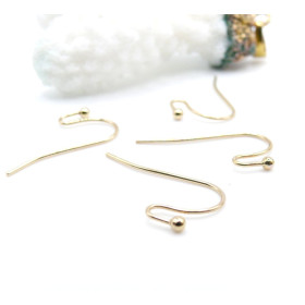 Boucles d’oreille Crochet 21mm avec Bille – Acier Inoxydable 316 Doré 18K
