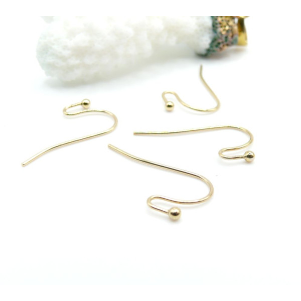 Boucles d’oreille Crochet 21mm avec Bille – Acier Inoxydable 316 Doré 18K