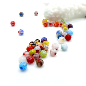 Perles Rondes Millefiori  4mm Multicolores