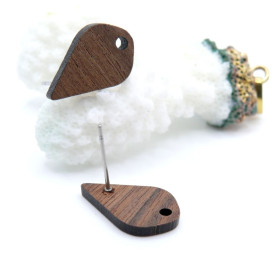 Boucles d’Oreille Puce Goutte 17.5mm – Bois Naturel avec Trou d’Attache