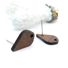 Boucles d’Oreille Puce Goutte 17.5mm – Bois Naturel avec Trou d’Attache