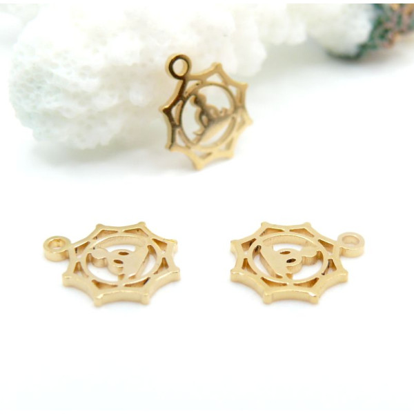 Pendentifs Yoga Healing, Bouddha 10 mm – Acier Inoxydable 304 Doré PVD